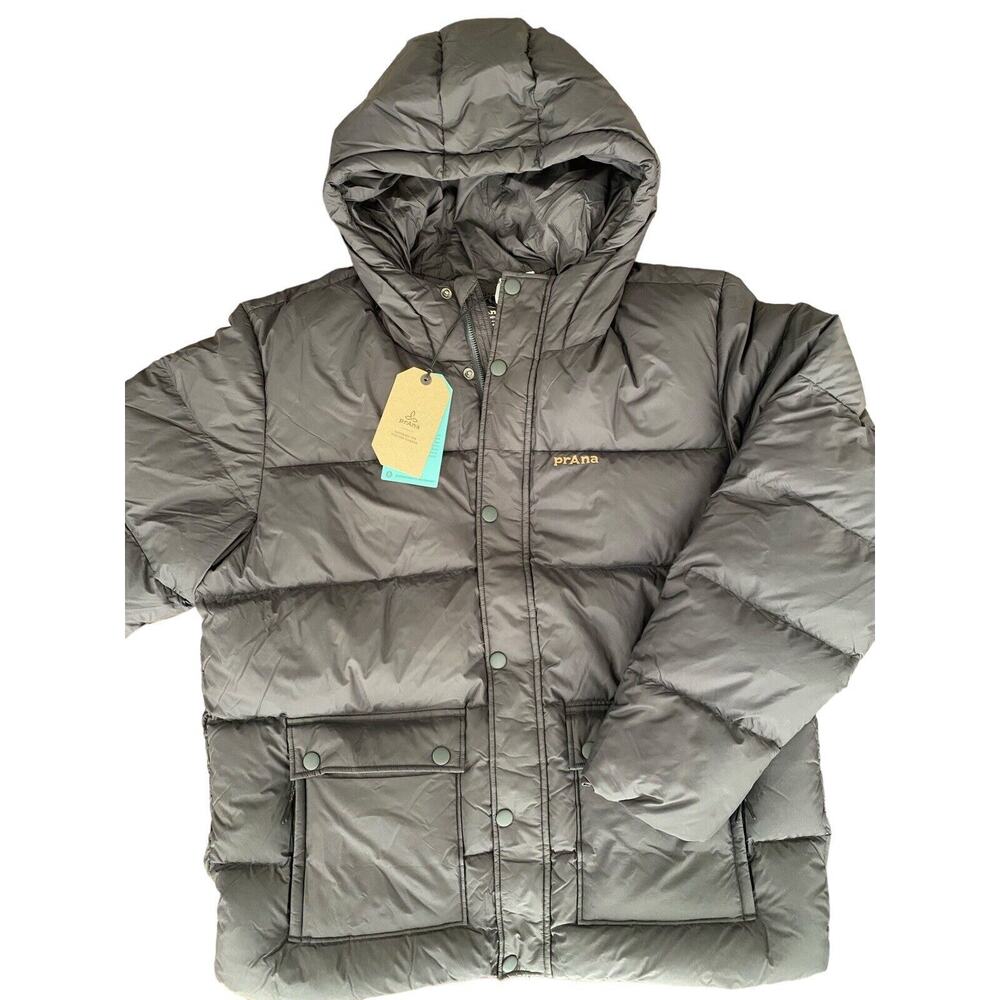 NEW Prana Mens XL Whitney Portal Down Jacket Charcoal Down Feather Insulation
